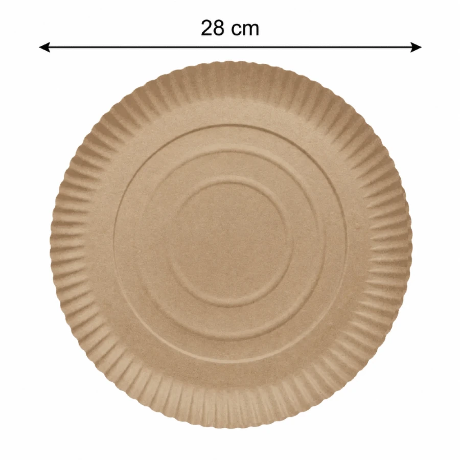 Talerz papierowy KRAFT brązowy okrągły tłuszczoodporny (z biobarierą), średnica 28 cm - 40 szt.