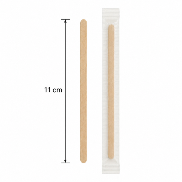 Drewniane mieszadełka 11 cm pojedynczo pakowane - 1000 sztuk