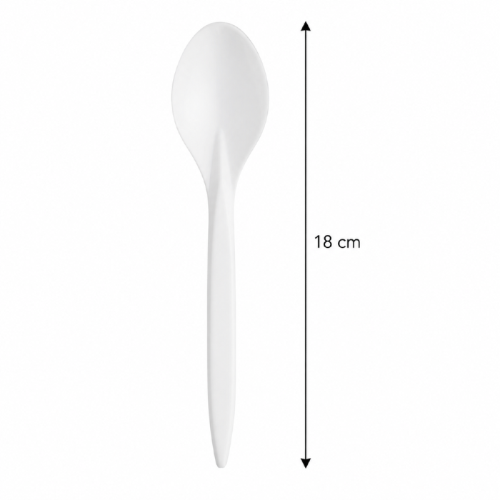 Łyżka biała 18 cm z PS - 100 szt.