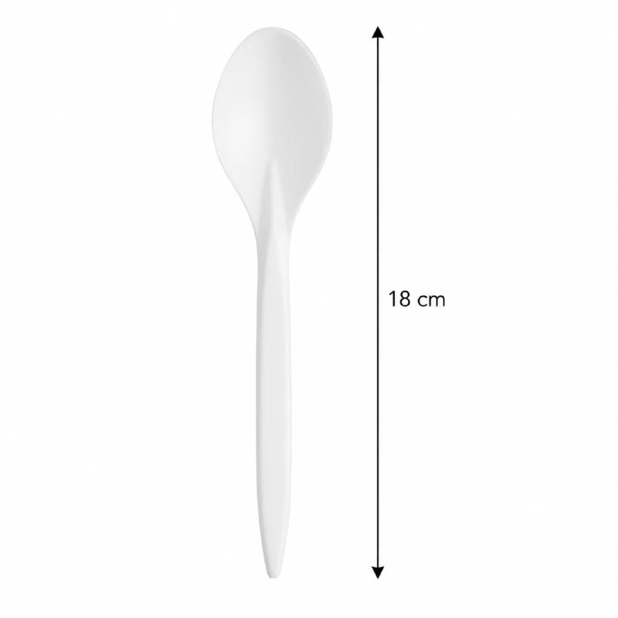 Łyżka biała 18 cm z PS - 100 szt.