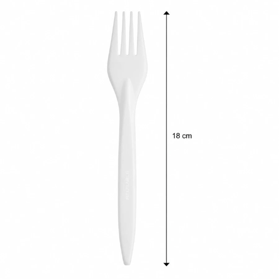 Widelec biały 18 cm z PS - 100 szt.