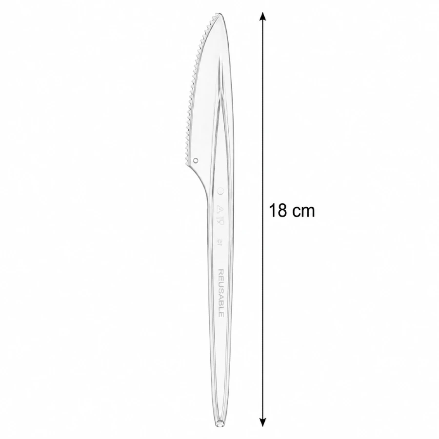 Nóż transparentny 18 cm z PS - 100 szt.