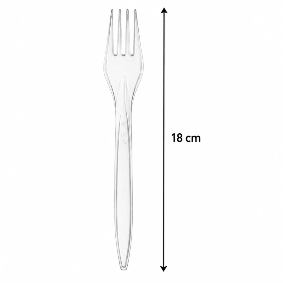 Widelec transparentny 18 cm z PS - 100 szt.