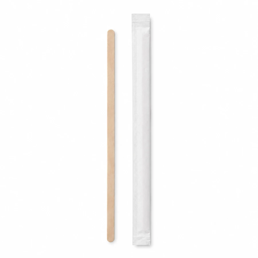 Drewniane mieszadełka pakowane pojedynczo 18 cm - 1000 sztuk