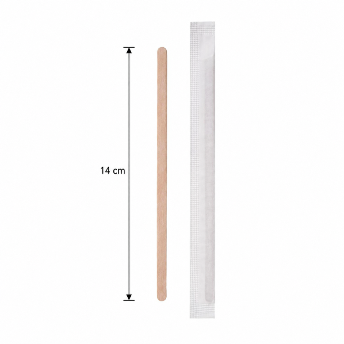 Drewniane mieszadełka pakowane pojedynczo 14 cm - 1000 sztuk