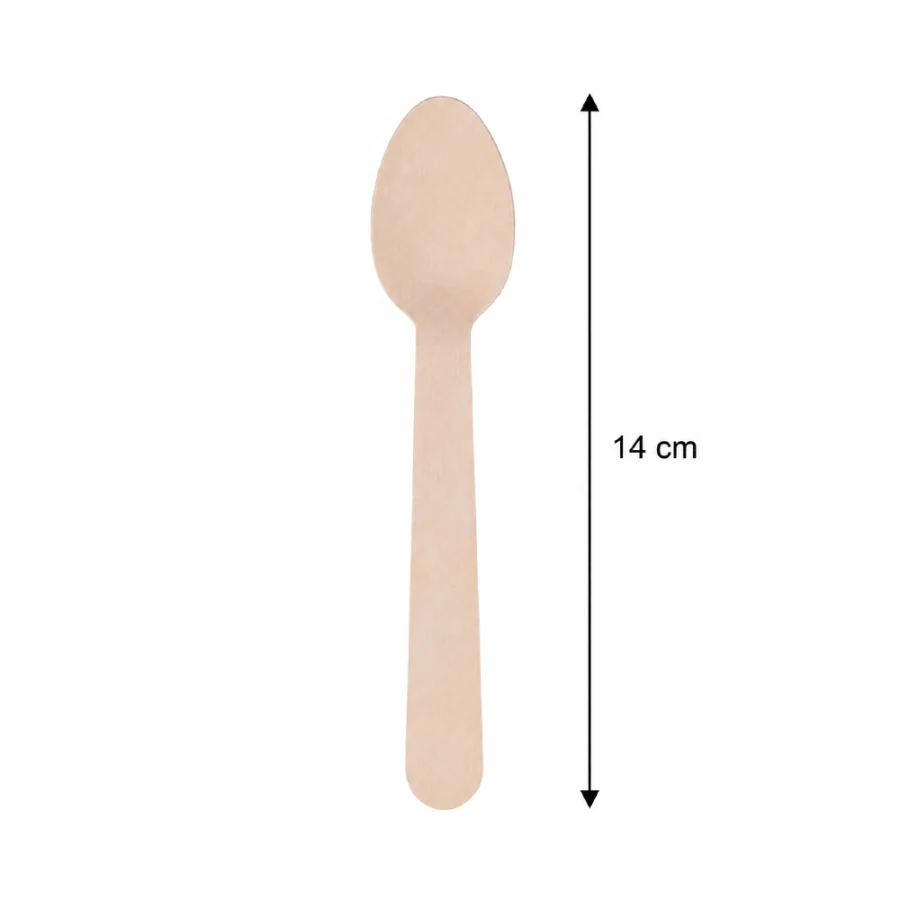 Drewniane łyżki 14 cm - 100 sztuk