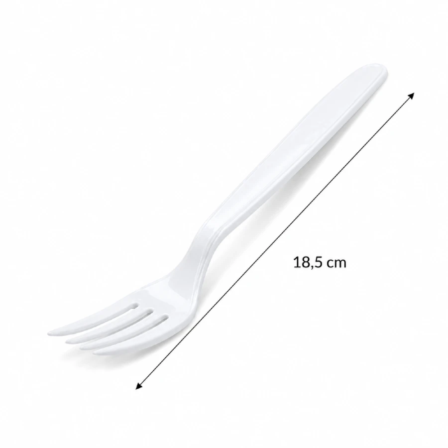 Widelec wielokrotnego użytku biały 18,5 cm PP - 50 sztu