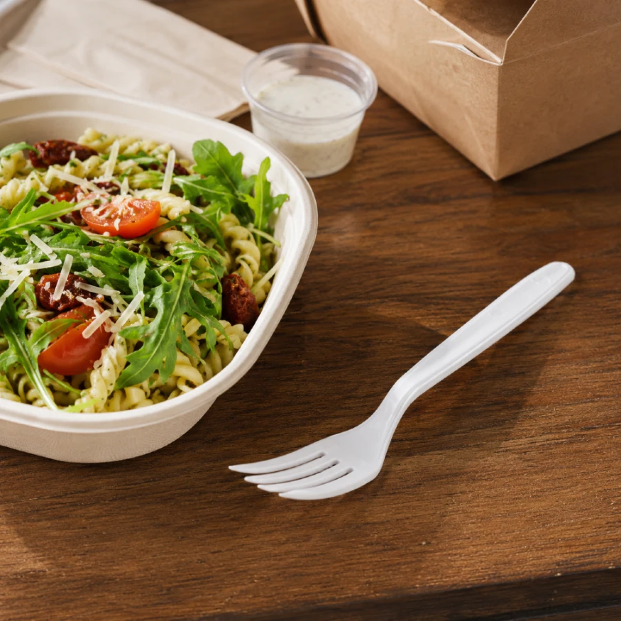 Widelec wielokrotnego użytku biały 18,5 cm PP - 50 sztu