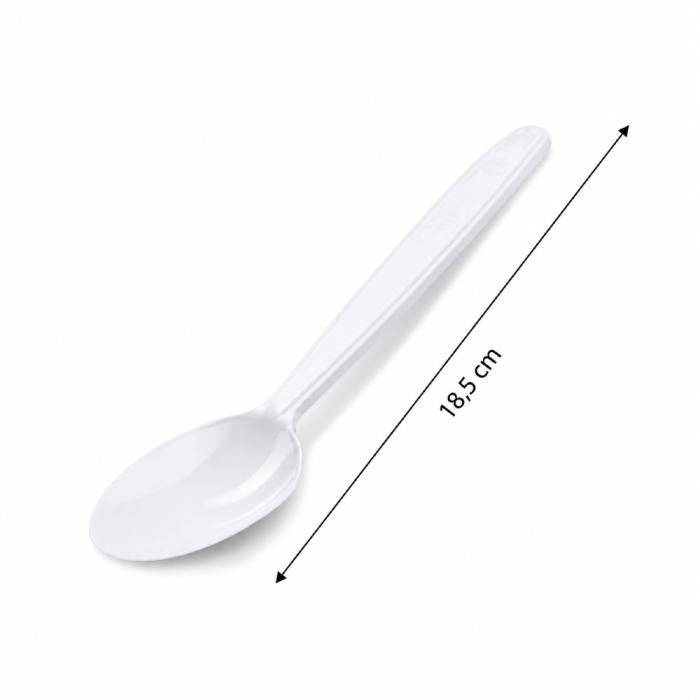 Łyżka wielokrotnego użytku biała 18,5 cm PP - 50 sztuk