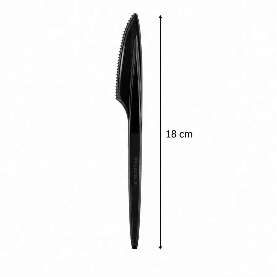 Nóż czarny 18 cm z PS - 100 szt.