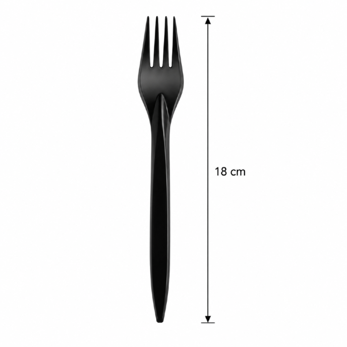 Widelec czarny 18 cm z PS - 100 szt.