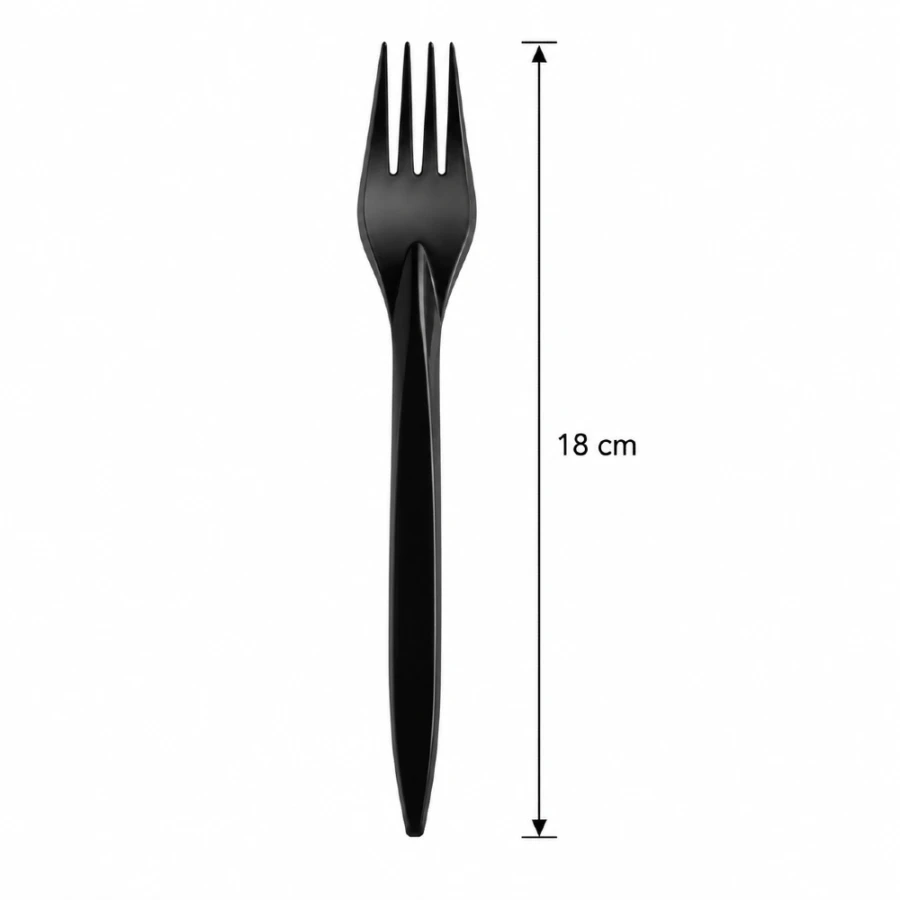 Widelec czarny 18 cm z PS - 100 szt.