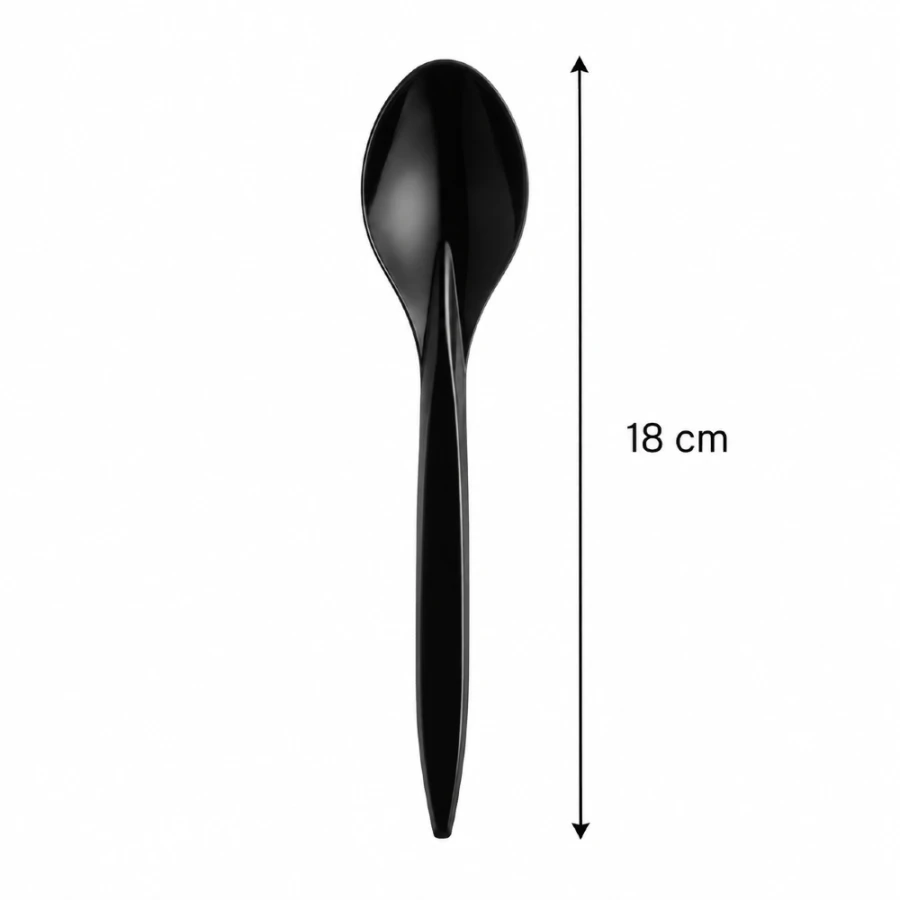 Łyżka czarna 18 cm z PS - 100 szt.