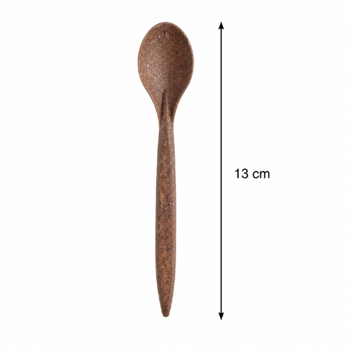 Łyżeczka deserowa z włókien drzewnych (WPC) 13 cm ciemny brąz - 100 szt.