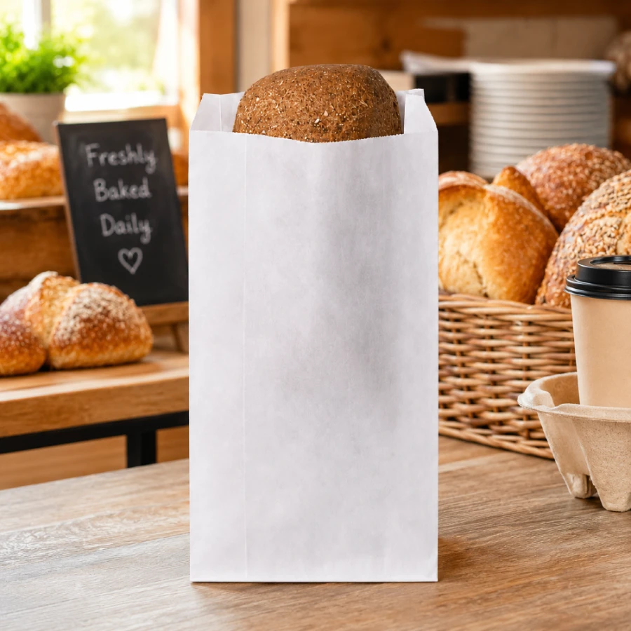 Torebka fałdowa biała 15 cm x 6,5 cm x 28 cm - 1000 sztuk