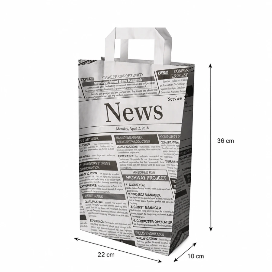 Torba papierowa Newsprint 36 cm x 22 cm x 10 cm - 50 sztuk