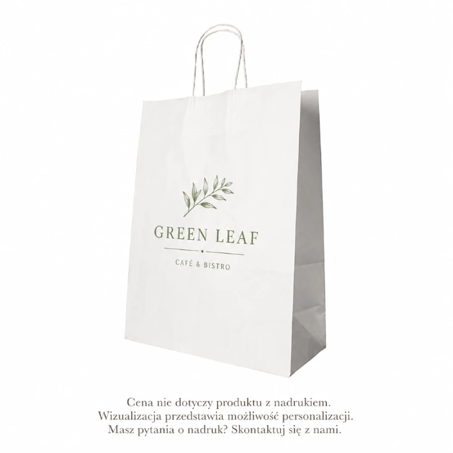 Torba papierowa z uchwytem skrętnym biała 35 cm x 26 cm x 12 cm - 25 sztuk