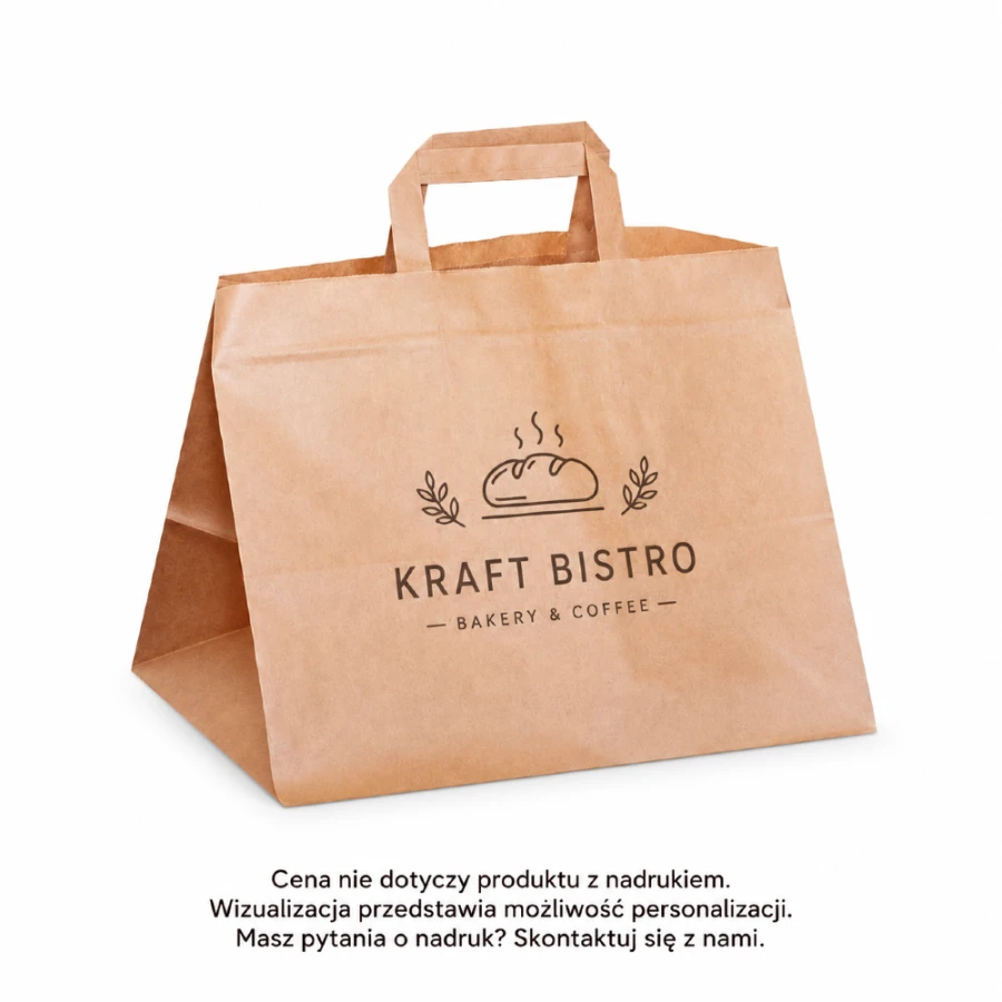 Torba papierowa z uchwytem płaskim kraft 32 cm x 22 cm x 25 cm - 250 sztuk
