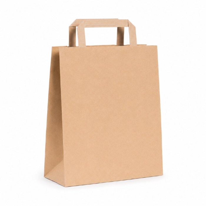 Torba papierowa z uchwytem płaskim kraft 32 cm x 16 cm x 40 cm - 250 sztuk