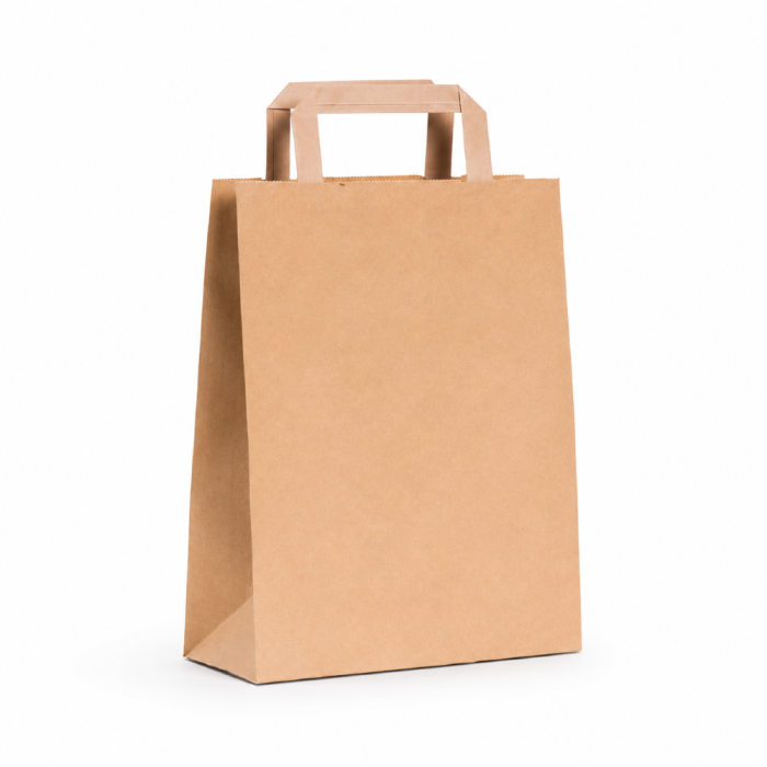 Torba papierowa z uchwytem płaskim kraft 31 cm x 12 cm x 40 cm - 250 sztuk