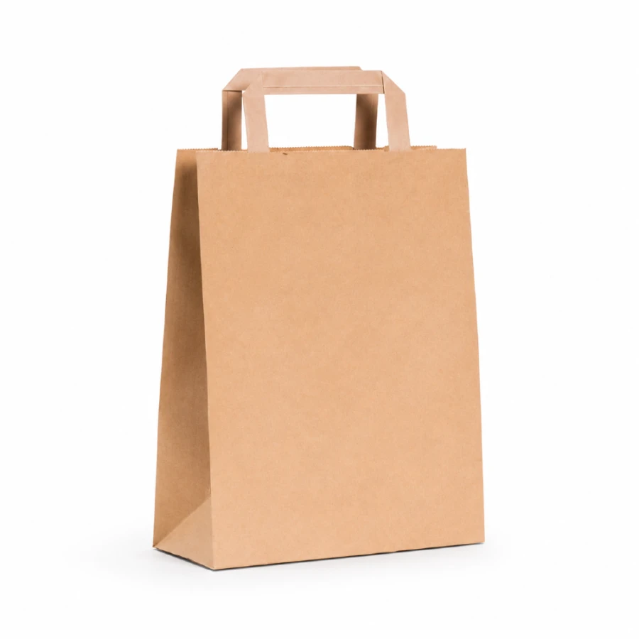 Torba papierowa z uchwytem płaskim kraft 31 cm x 12 cm x 40 cm - 250 sztuk