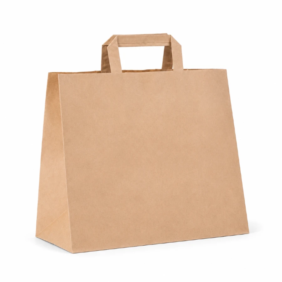 Torba papierowa z uchwytem płaskim kraft 26 cm x 17 cm x 30 cm - 250 sztuk