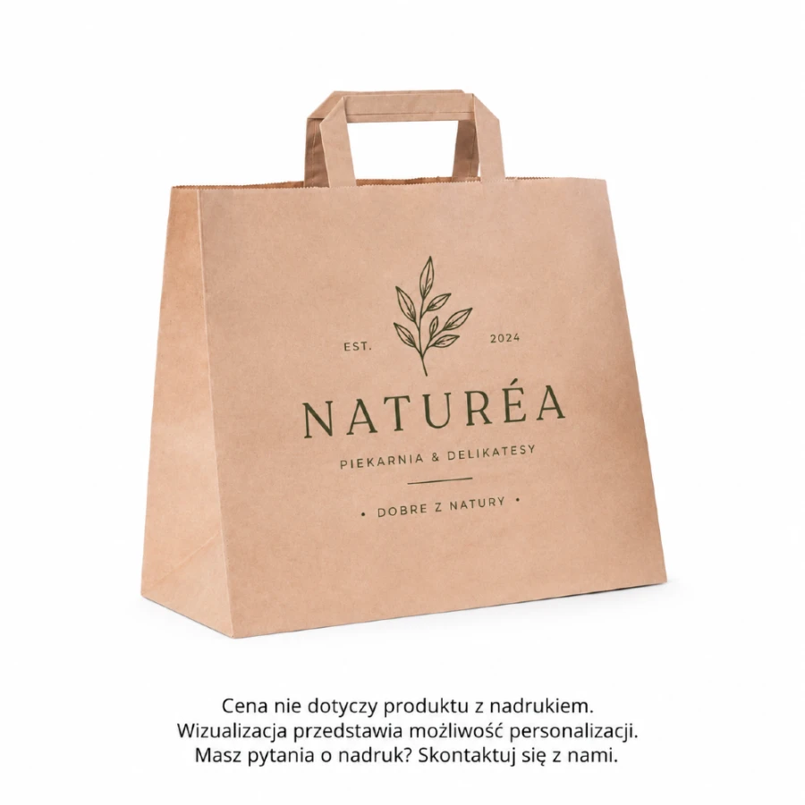 Torba papierowa z uchwytem płaskim kraft 26 cm x 17 cm x 28 cm - 250 sztuk
