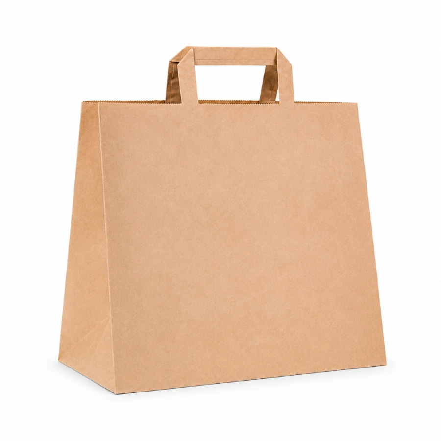 Torba papierowa z uchwytem płaskim kraft 26 cm x 17 cm x 28 cm - 250 sztuk