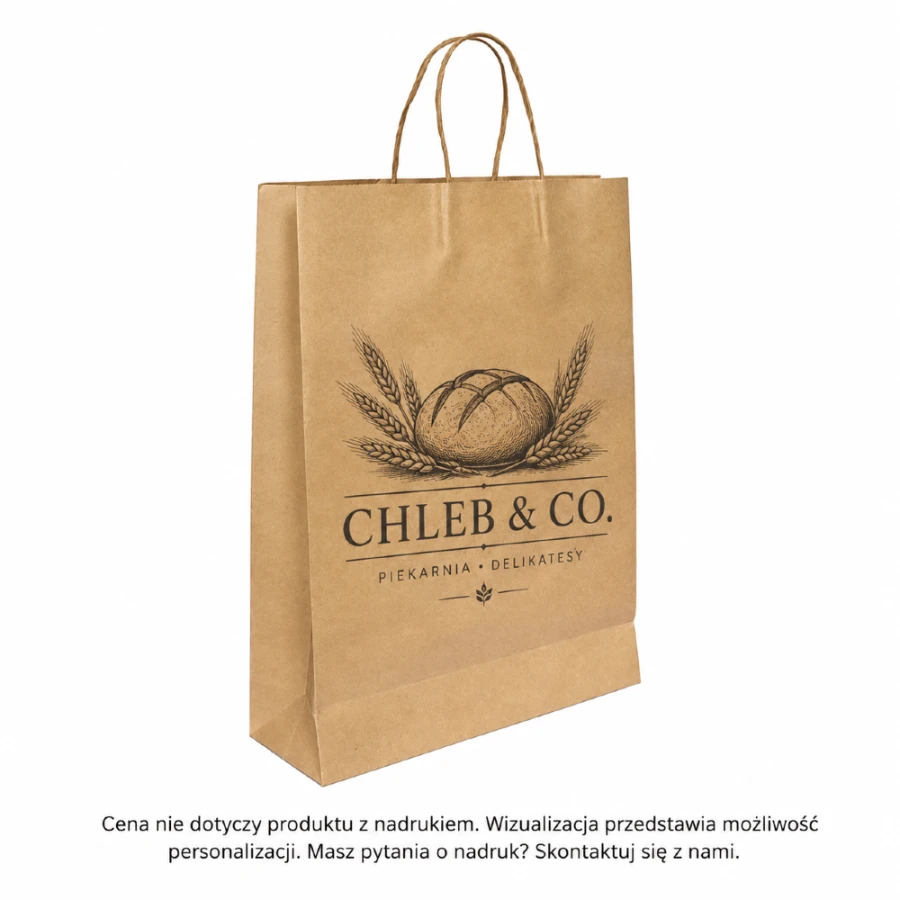 Torba papierowa z uchwytem skrętnym kraft 25 cm x 11 cm x 30 cm - 200 sztuk