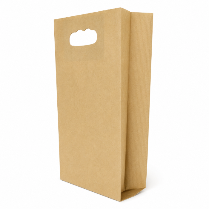 Torebka fałdowa zakupowa kraft 30 cm x 8 cm x 46,5 cm - 250 sztuk