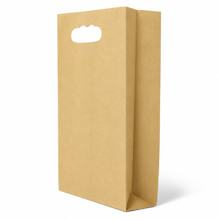 Torebka fałdowa zakupowa kraft 28 cm x 8 cm x 32,5 cm - 500 sztuk