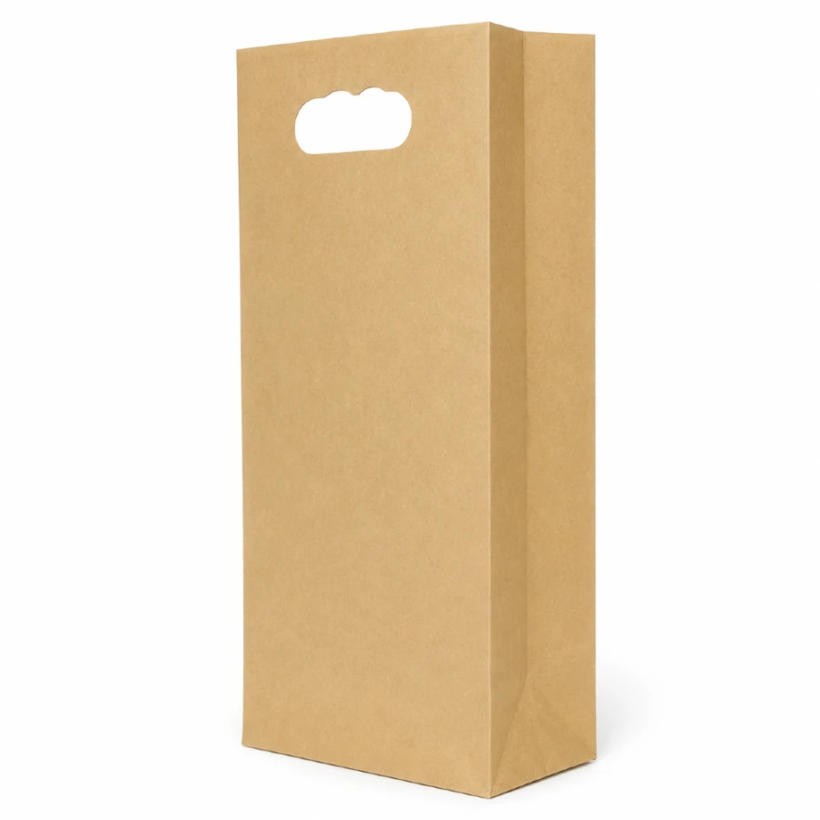 Torebka fałdowa zakupowa kraft 20 cm x 6,5 cm x 27 cm - 500 sztuk
