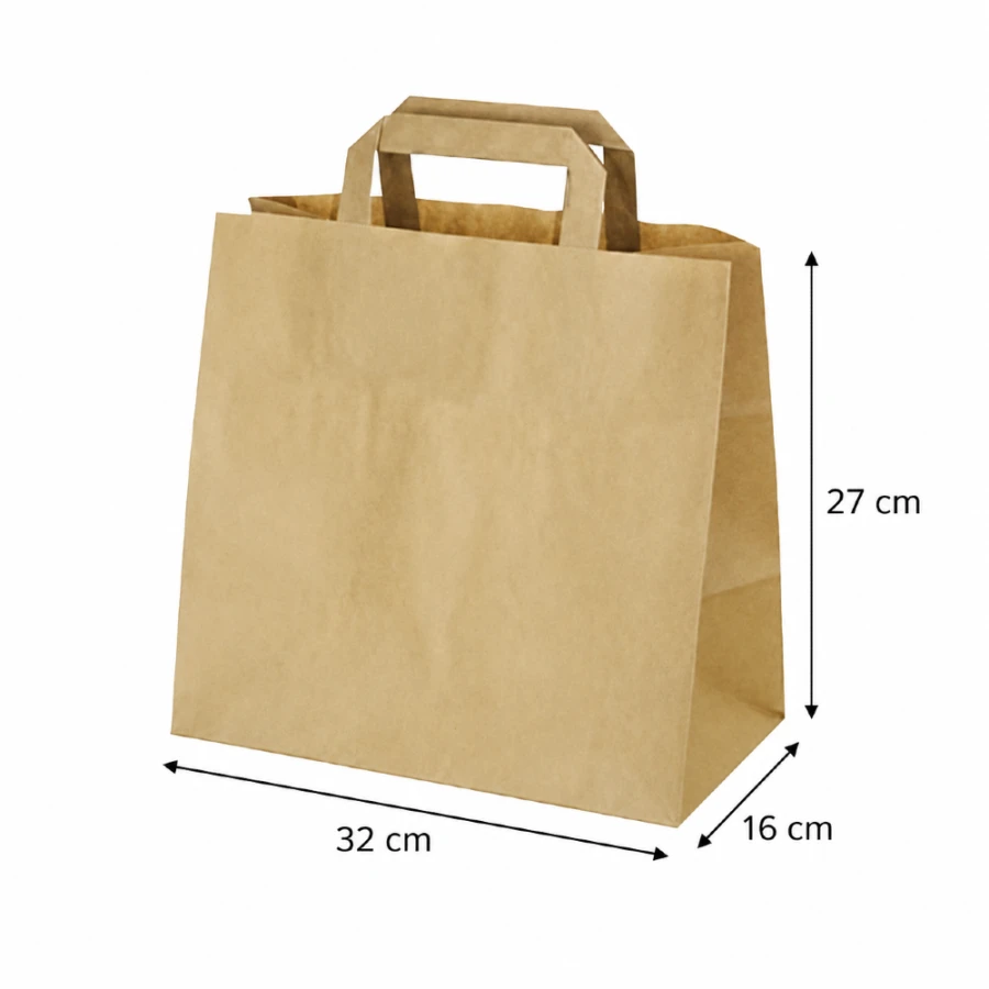 Torba papierowa kraft 32 cm x 16 cm x 27 cm - 50 sztuk