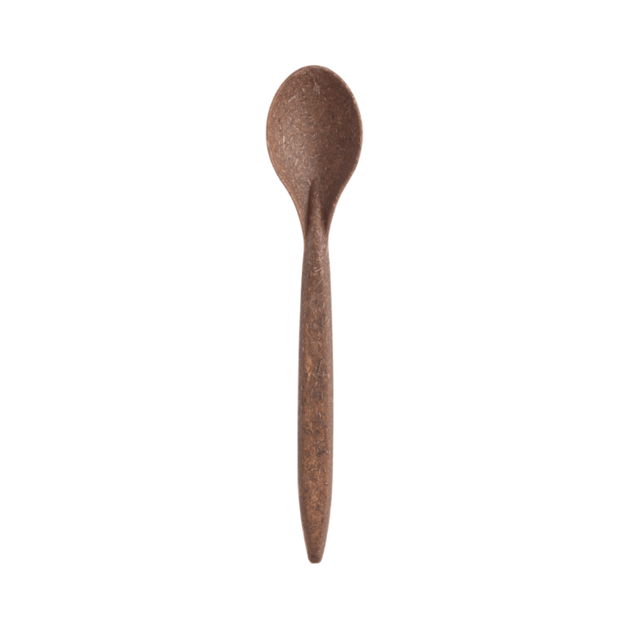 Łyżeczka deserowa z włókien drzewnych (WPC) 13 cm ciemny brąz - 100 szt.