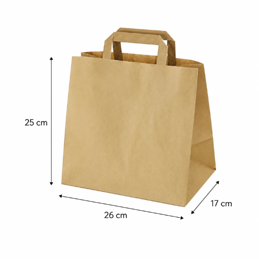 Torba papierowa kraft 26 cm x 17 cm x 25 cm - 50 sztuk