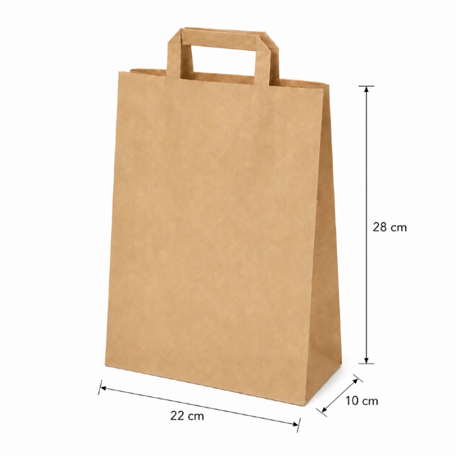 Torba papierowa kraft 28 cm x 10 cm x 22 cm - 50 sztuk