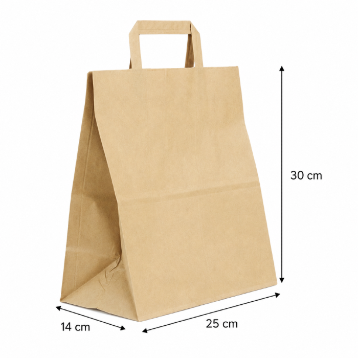 Torba papierowa z uchem kraft 25 x 14 x 30 cm - 50 szt.