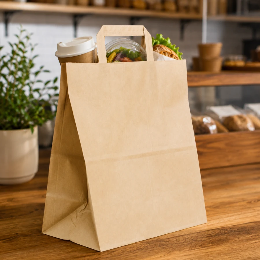 Torba papierowa z uchem kraft 25 x 14 x 30 cm - 50 szt.