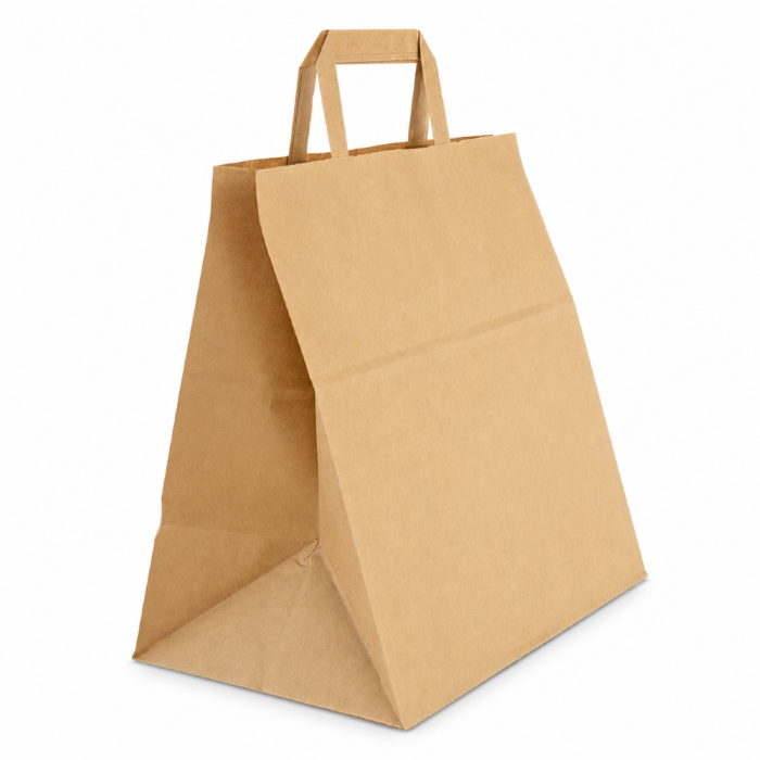 Torba papierowa z uchem kraft - 26 x 16 x 26,5 cm - 50 szt.