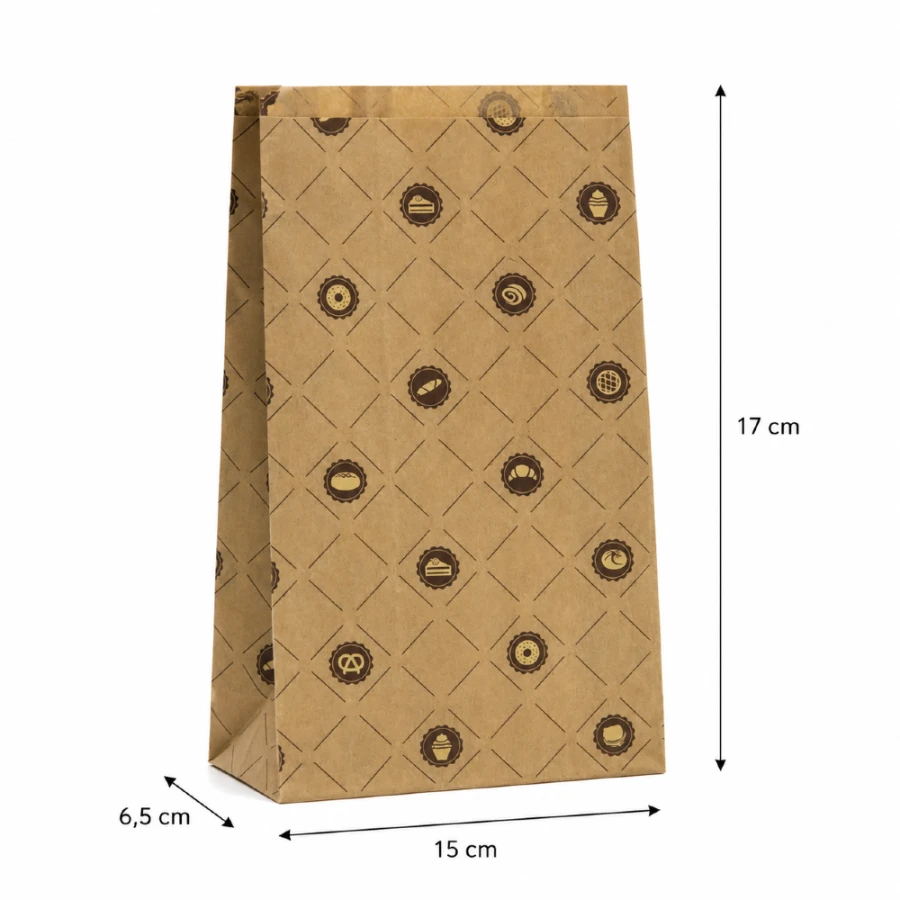 Torebka fałdowa kraft 15 cm x 6,5 cm x 17 cm - 1000 sztuk