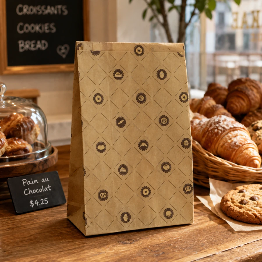 Torebka fałdowa kraft 20 cm x 8 cm x 36 cm - 1000 sztuk