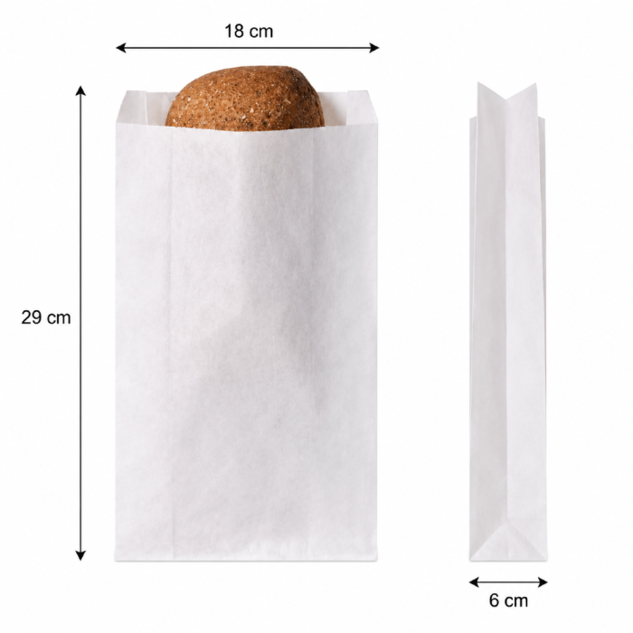 Torebka fałdowa biała 18 cm x 6 cm x 29 cm - 1000 sztuk