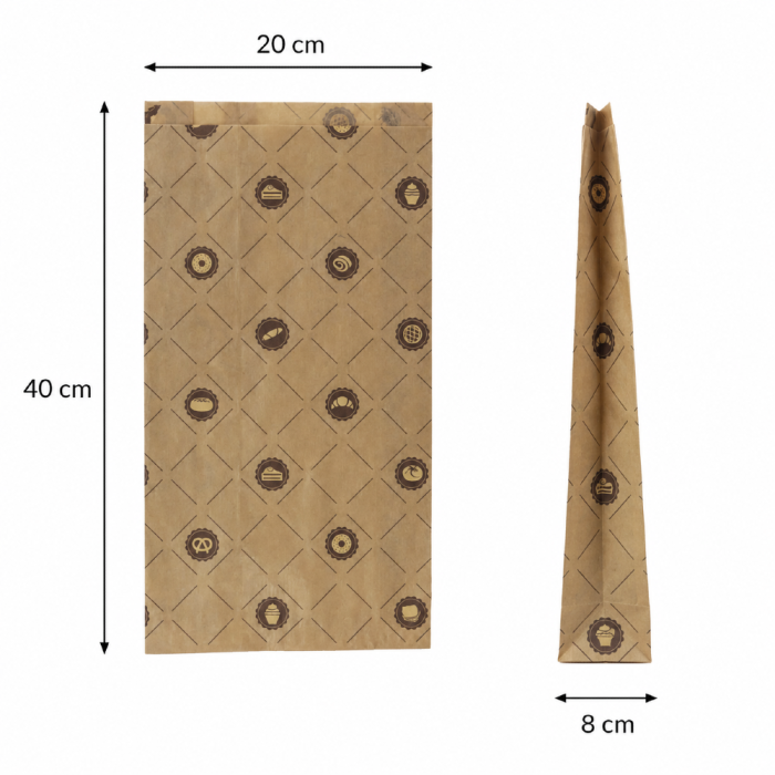 Torebka fałdowa kraft 20 cm x 8 cm x 40 cm - 1000 sztuk