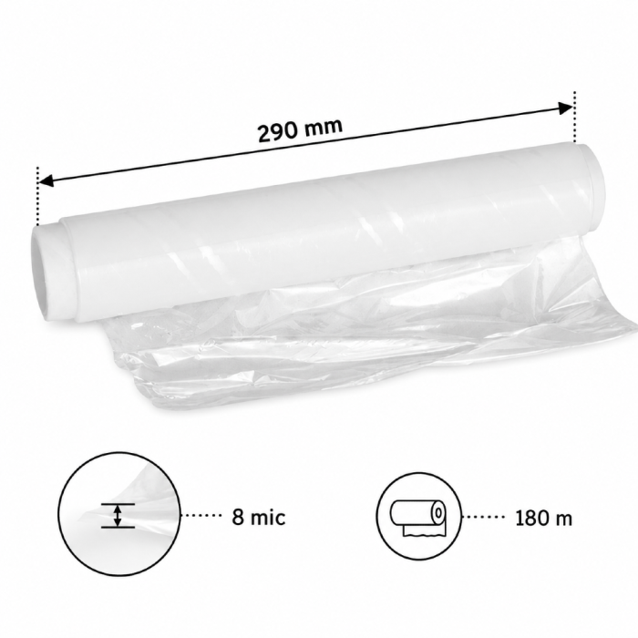 Folia spożywcza 180 m x 290 mm 8 mic - 1 rolka