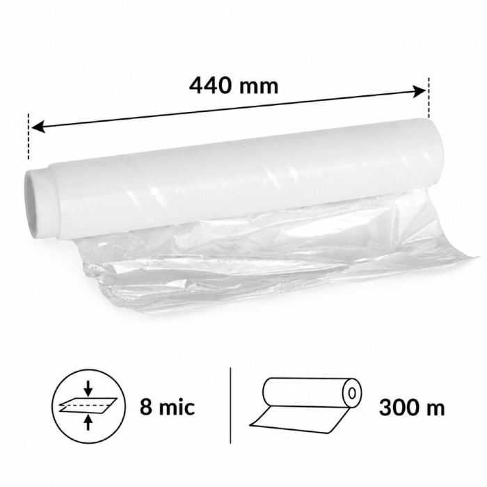 Folia spożywcza premium 300 m x 440 mm 8 mic - 1 rolka