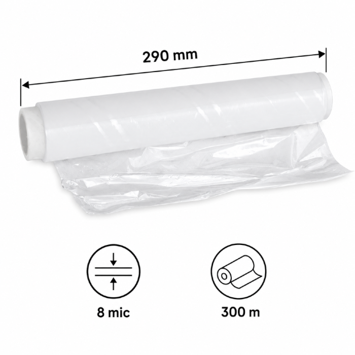 Folia spożywcza premium 300 m x 290 mm 8 mic - 1 rolka
