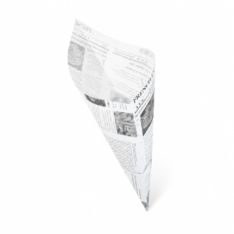 Rożek papierowy na frytki GAZETA tłuszoodporny 22 cm x 22 cm - 200 sztuk