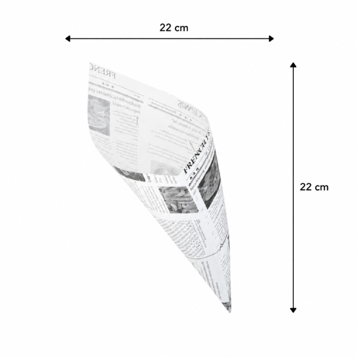 Rożek papierowy na frytki GAZETA tłuszoodporny 22 cm x 22 cm - 200 sztuk