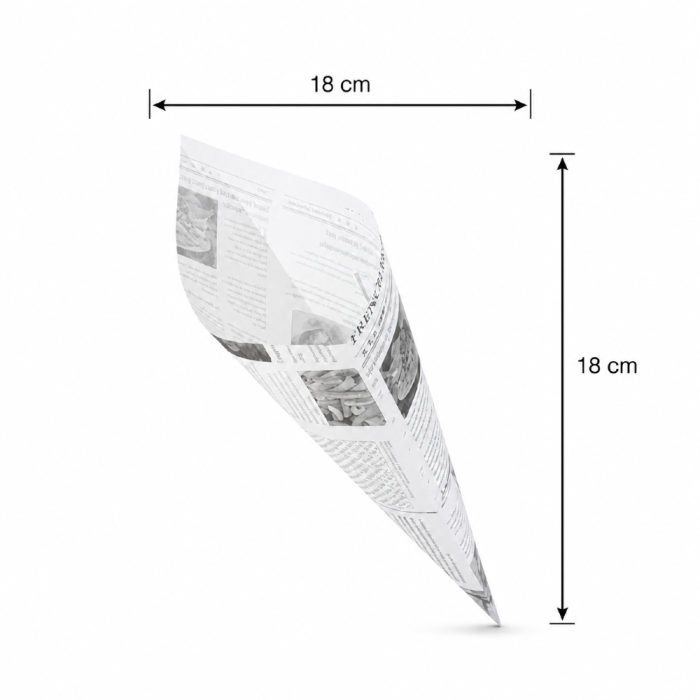 Rożek papierowy na frytki GAZETA tłuszoodporny 18 cm x 18 cm - 200 sztuk