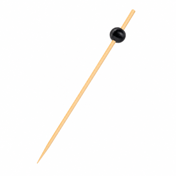 Fingerfood patyczek, bambus FSC 100% - koralik czarny 12 cm - 100 sztuk
